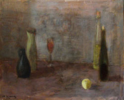 Nature-morte-avec-une-pomme,-63,5X78,--huile-sur-toile,-2012
